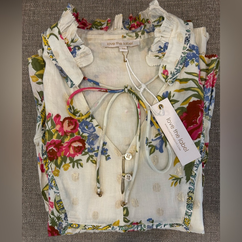 love the label Helena floral ruffle blouse NWT size M - Picture 4 of 9